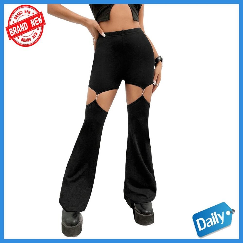 High Waisted Flare Leggings Cut Out Removable Bell Bottom Pants